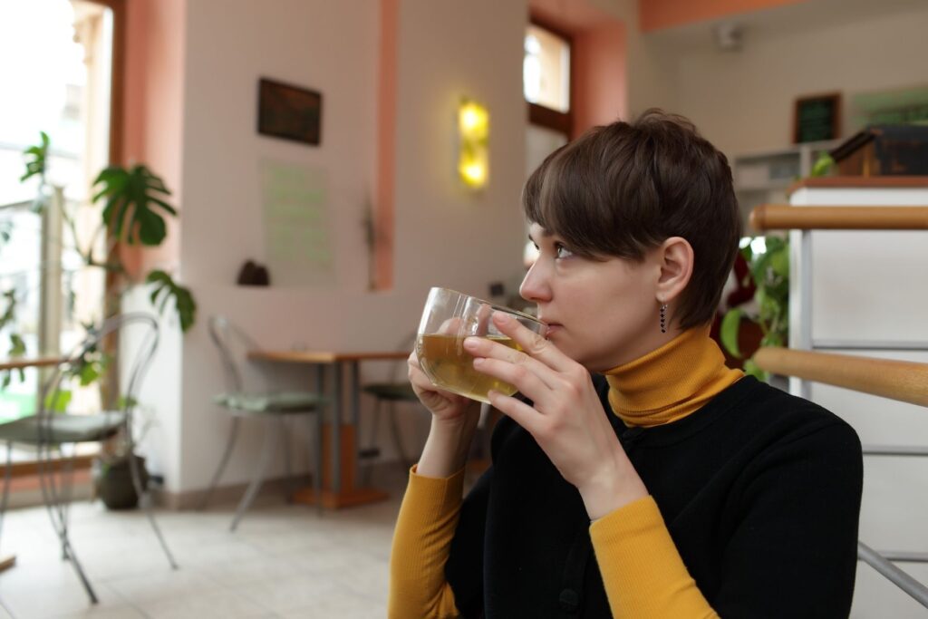 Lady Drinking Green Tea